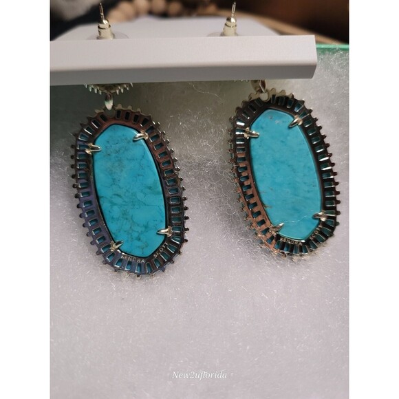 Vintage Kendra Scott Kaki Earrings Turquoise - Picture 14 of 14